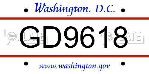 GD9618 District Of Columbia License Plate