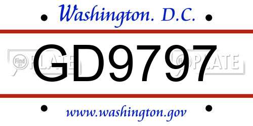 GD9797 District Of Columbia License Plate