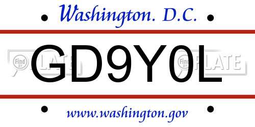 GD9Y0L District Of Columbia License Plate