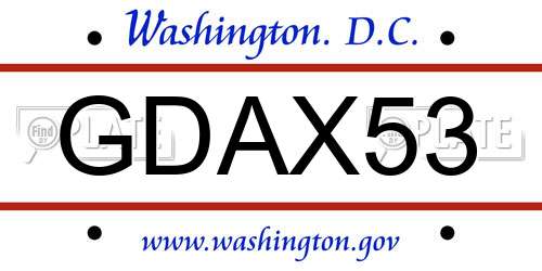 GDAX53 District Of Columbia License Plate