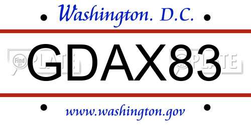 GDAX83 District Of Columbia License Plate