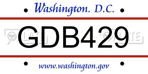 GDB429 District Of Columbia License Plate