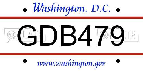 GDB479 District Of Columbia License Plate