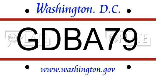 GDBA79 District Of Columbia License Plate