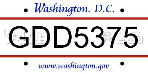 GDD5375 District Of Columbia License Plate