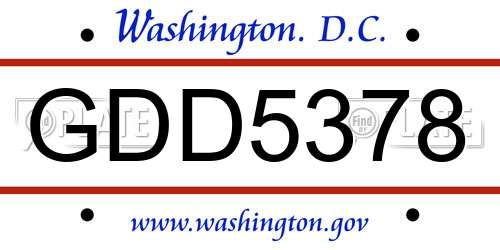 GDD5378 District Of Columbia License Plate