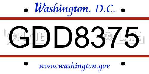 GDD8375 District Of Columbia License Plate