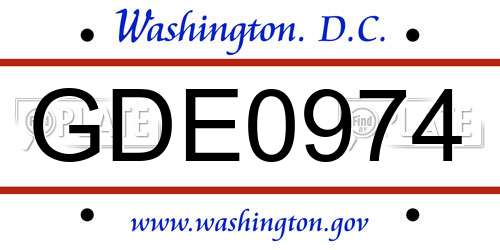 GDE0974 District Of Columbia License Plate