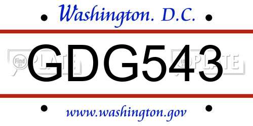 GDG543 District Of Columbia License Plate