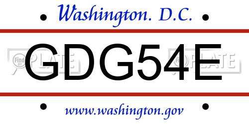 GDG54E District Of Columbia License Plate