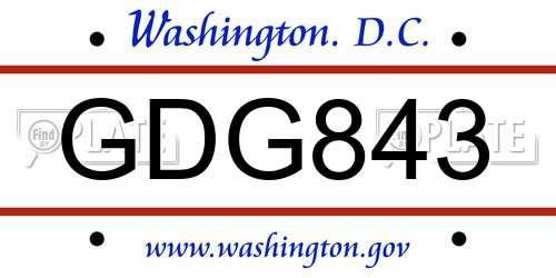 GDG843 District Of Columbia License Plate