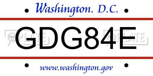 GDG84E District Of Columbia License Plate