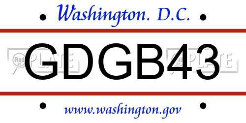 GDGB43 District Of Columbia License Plate