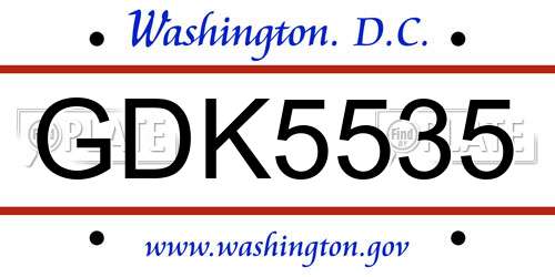 GDK5535 District Of Columbia License Plate