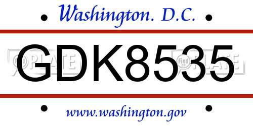 GDK8535 District Of Columbia License Plate