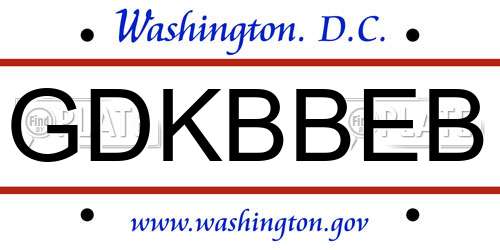 GDKBBEB District Of Columbia License Plate