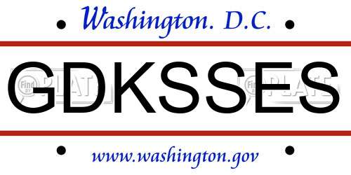 GDKSSES District Of Columbia License Plate