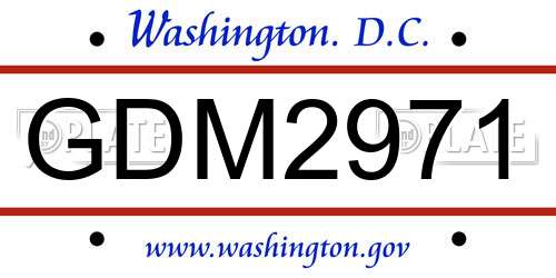 GDM2971 District Of Columbia License Plate