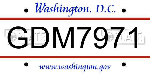 GDM7971 District Of Columbia License Plate