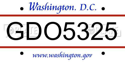 GDO5325 District Of Columbia License Plate