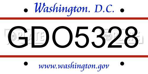 GDO5328 District Of Columbia License Plate