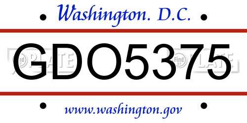 GDO5375 District Of Columbia License Plate
