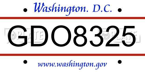 GDO8325 District Of Columbia License Plate