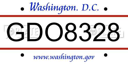 GDO8328 District Of Columbia License Plate