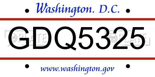 GDQ5325 District Of Columbia License Plate