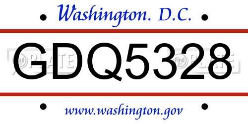 GDQ5328 District Of Columbia License Plate