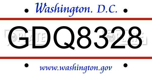 GDQ8328 District Of Columbia License Plate