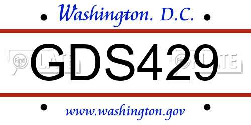 GDS429 District Of Columbia License Plate