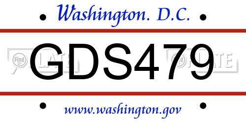 GDS479 District Of Columbia License Plate