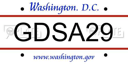 GDSA29 District Of Columbia License Plate