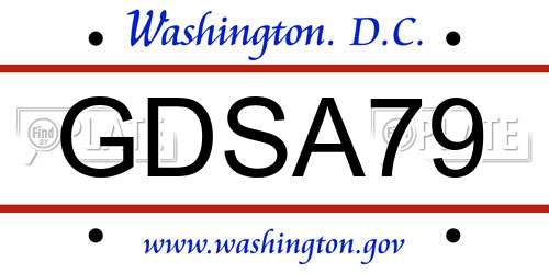 GDSA79 District Of Columbia License Plate