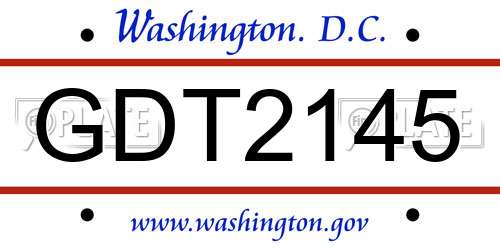 GDT2145 District Of Columbia License Plate