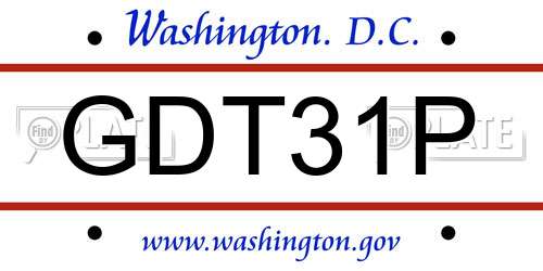GDT31P District Of Columbia License Plate