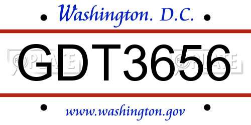 GDT3656 District Of Columbia License Plate