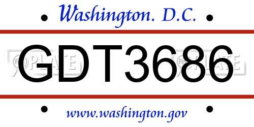 GDT3686 District Of Columbia License Plate