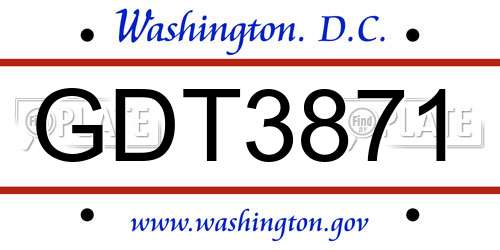 GDT3871 District Of Columbia License Plate
