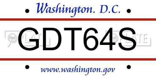GDT64S District Of Columbia License Plate