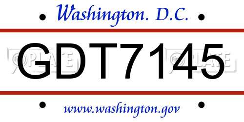 GDT7145 District Of Columbia License Plate
