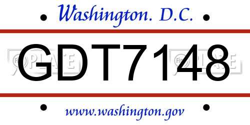 GDT7148 District Of Columbia License Plate