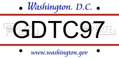 GDTC97 District Of Columbia License Plate