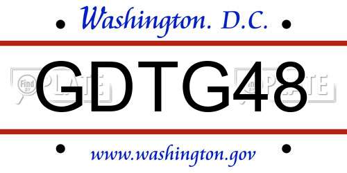 GDTG48 District Of Columbia License Plate