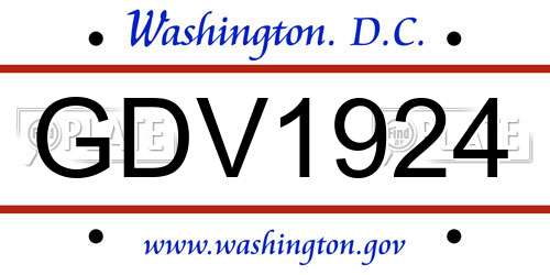 GDV1924 District Of Columbia License Plate