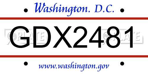 GDX2481 District Of Columbia License Plate