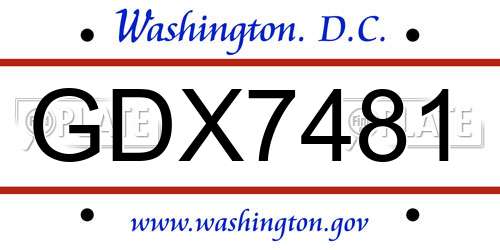 GDX7481 District Of Columbia License Plate
