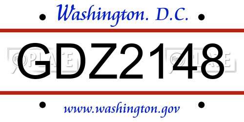 GDZ2148 District Of Columbia License Plate