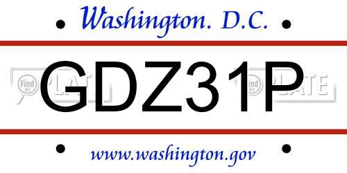GDZ31P District Of Columbia License Plate